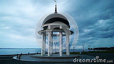 Rotunda on quay of Petrozavodsk on the shore of lake Onega in Karelia Stock Photo