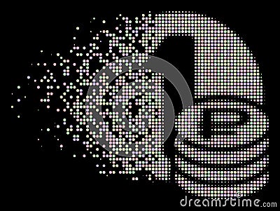 Bright Moving Pixelated Halftone Rouble Coins Icon Vector Illustration