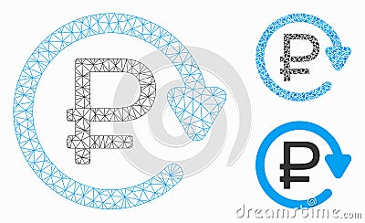 Rouble Recurring Payment Vector Mesh 2D Model and Triangle Mosaic Icon Vector Illustration