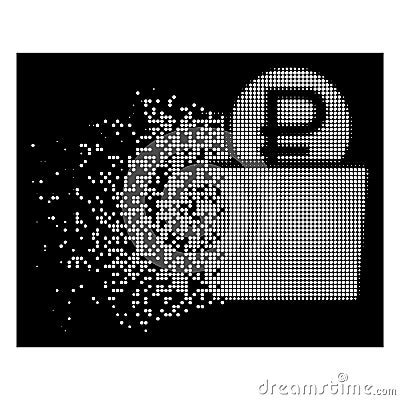 White Dispersed Dotted Halftone Rouble Wallet Icon Vector Illustration