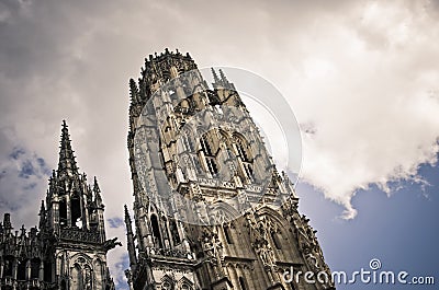 Rouen Cathedral, tour de Beurre Stock Photo