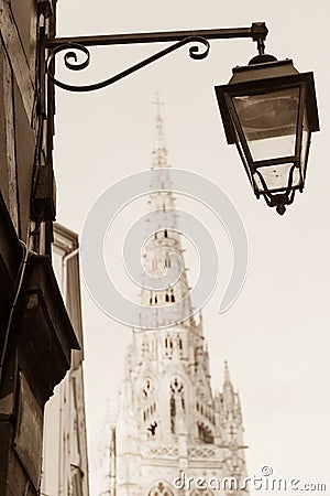 Rouen cityscape in sepia Stock Photo