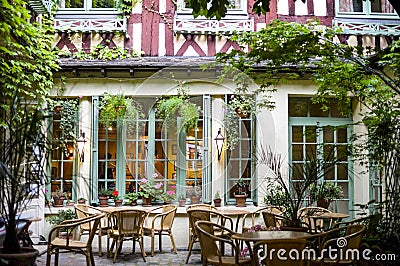 Rouen - Court of ancient restaurant Stock Photo