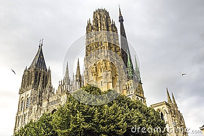 Rouen - Facade of the cathedral Stock Photo
