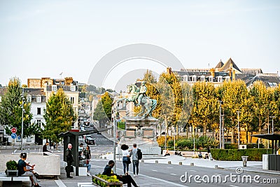 Street view with Napoleon monument in Rouen city, France Editorial Stock Photo