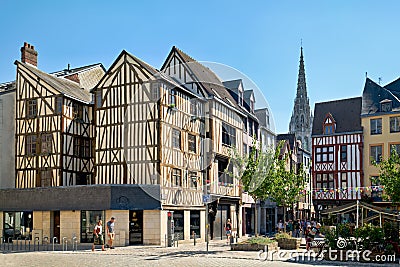 Rouen Normandy France. Timber Houses Editorial Stock Photo