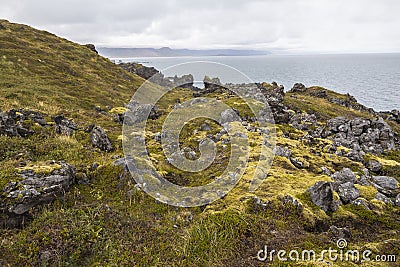 Rough coast on hike near Arnastapi, Snaefellsnes, Iceland Stock Photo