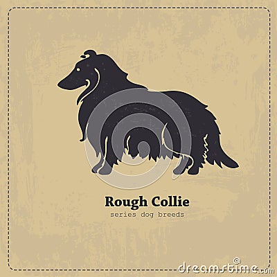 Rough Collie dog silhouette Vector Illustration