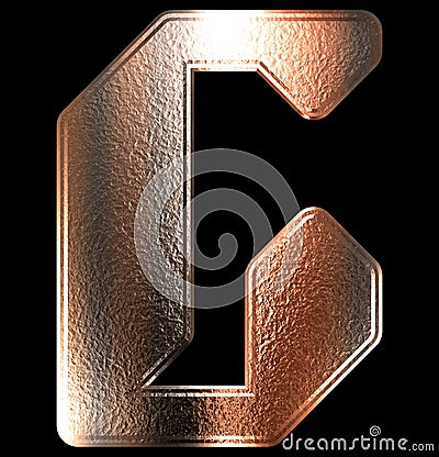 Rough copper letter on black background.Custom font illustration. Cartoon Illustration