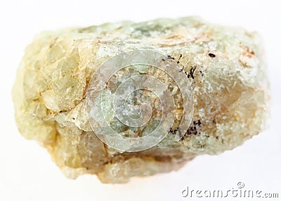 rough green beryl (chrysoberyl) stone on white Stock Photo