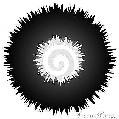 Rough grungy abstract circle element, circular distorted ring, d Vector Illustration