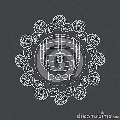 Rough line vector beer barrel llustration Vector Illustration