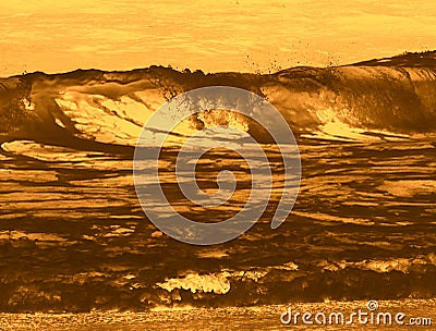 Rough ocean sea water background. Stormy water in sepia colour. Stock Photo
