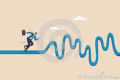 Rough road ahead, obstacle or tough situation to overcome, risk and uncertain, difficulty or problem solving, journey or effort to Vector Illustration