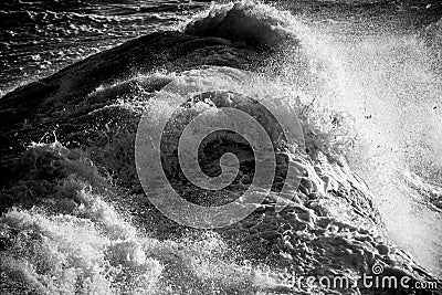 Rough sea in black and white. Stock Photo