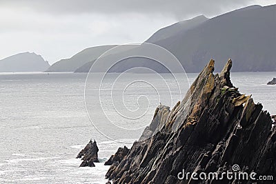 Rough sea cliffs in the western ireland Stock Photo