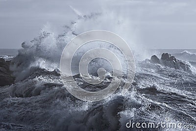 Rough sea on the coast Stock Photo