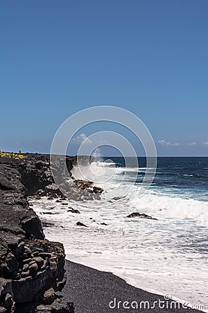 Rough sea at Kalapana Beach, Hawaii Stock Photo