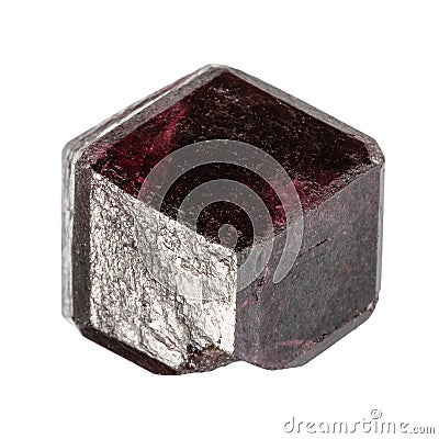 rough single rhodolite crystal isolated on white Stock Photo