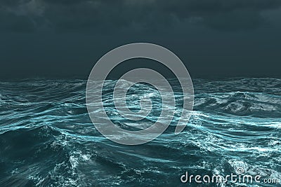 Rough stormy ocean under dark sky Stock Photo