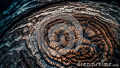 Rough, textured circle antique tree trunk backdrop generated by AI Stock Photo