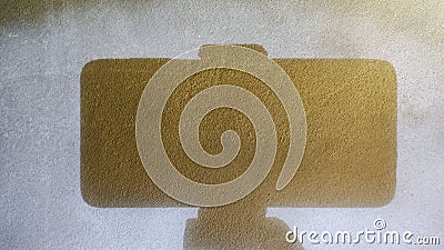 rough wall surface There is a shadow of a rounded rectangular object. grafted on the background, Stock Photo