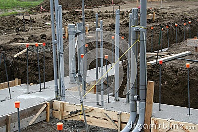Roughed in electrical conduit 4 Stock Photo