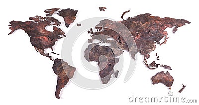 Roughly outlined world map - Bronze Stock Photo