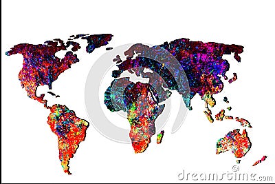 Roughly outlined world map with white background Stock Photo