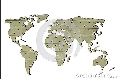 Roughly outlined world map with white background Stock Photo