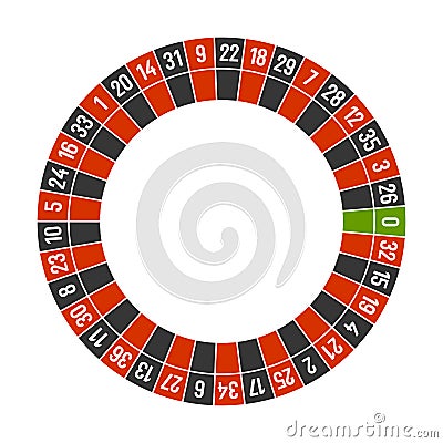 Roulette Casino Wheel Template with Zero on White Background. Vector Vector Illustration