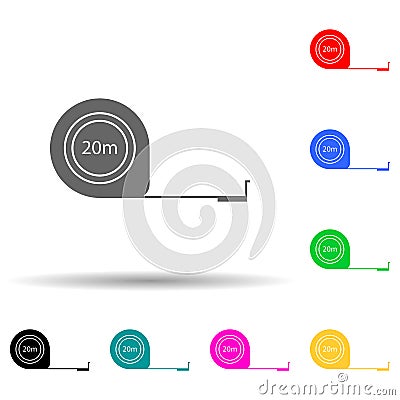 Roulette construction multi color style icon. Simple glyph, flat vector of measuring elements icons for ui and ux Vector Illustration