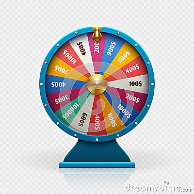 Roulette 3d fortune wheel isolated vector illustration for gambling background and lottery win concept Vector Illustration