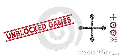 Roulette Mosaic and Grunge Unblocked Games Seal with Lines Vector Illustration