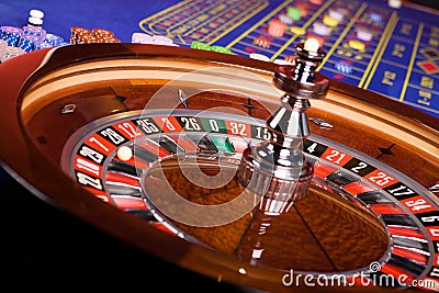 Roulette and roulette table in casino Stock Photo