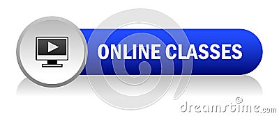 Online classes icon button Cartoon Illustration