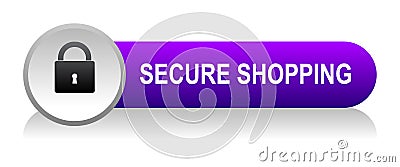 Secure shoping icon button Cartoon Illustration