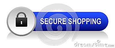 Secure shoping icon button Cartoon Illustration