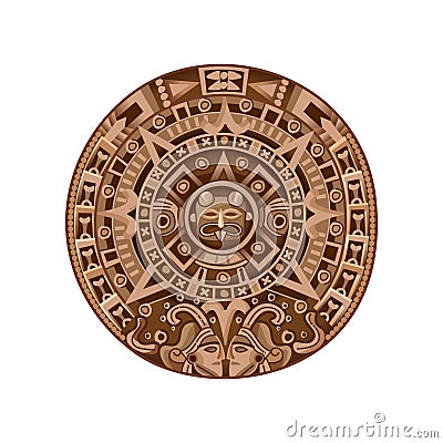 Cartoon Mayan Calendar Vector Illustration