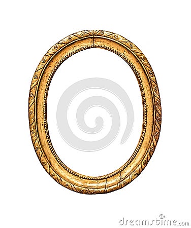 Round antique gold picture frame. Stock Photo