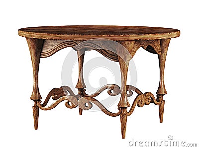 Round Antique Table 3d Stock Photo