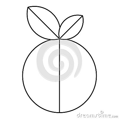 Round apple icon, outline style Vector Illustration