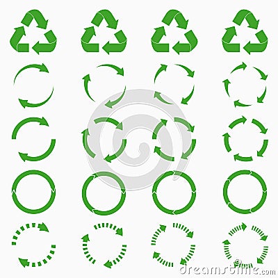 Round arrows set. Green circle recycle icons collections. Vector. Vector Illustration