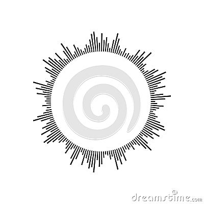 Round audio wave icon. Circular equalizer pictogram. Voice message, audio file radial design. Messenger, podcast mobile Vector Illustration