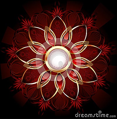 Round banner with abstract flower Vector Illustration