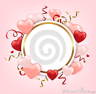 Round banner for Valentine`s day Vector Illustration