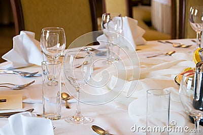 Round banquet table Stock Photo