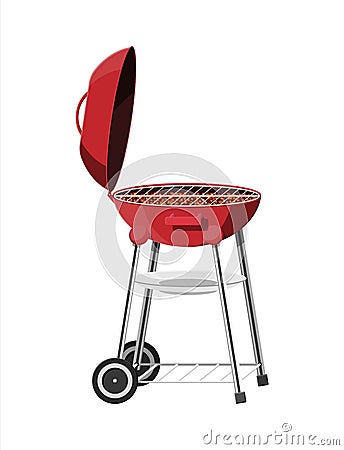 Round barbecue grill. Bbq icon. Electric grill. Vector Illustration