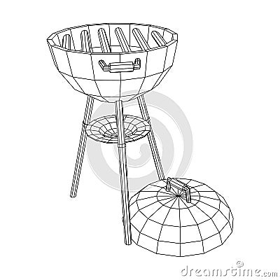 Round barbecue grill. Outdoor bbq party Vector Illustration