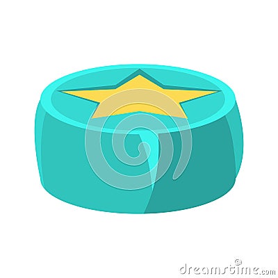 Round Beanbag Chair In Blue Color With Yellow Star, Object From Baby Room, Happy Childhood Cute Illustration Vector Illustration